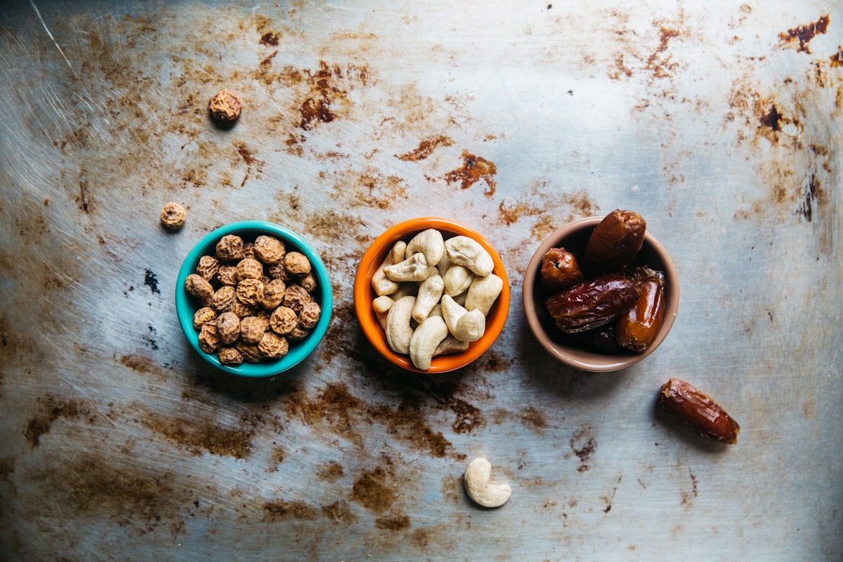 Fresh, colorful snacks arranged on a wooden board